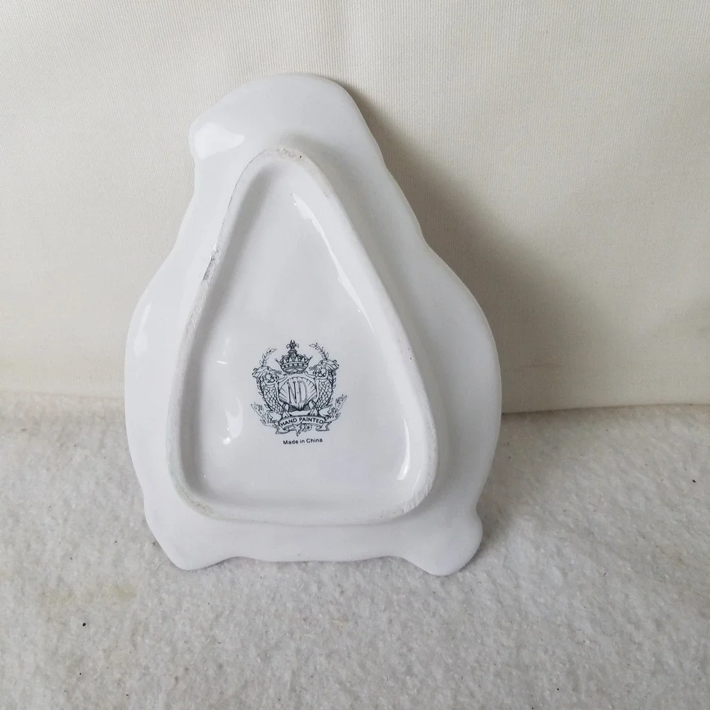 Hand Painted Santa Claus Ceramic Candy Dish Trinket Tray Christmas Decor‎